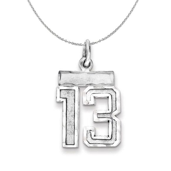 Silver, Varsity Collection, Small D/C Number 13 Necklace - 24 In - Picture 1 of 8